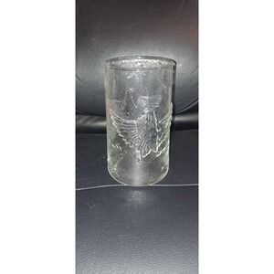 VTG Clear Embossed Glass American Eagle/Stars Jar 7"